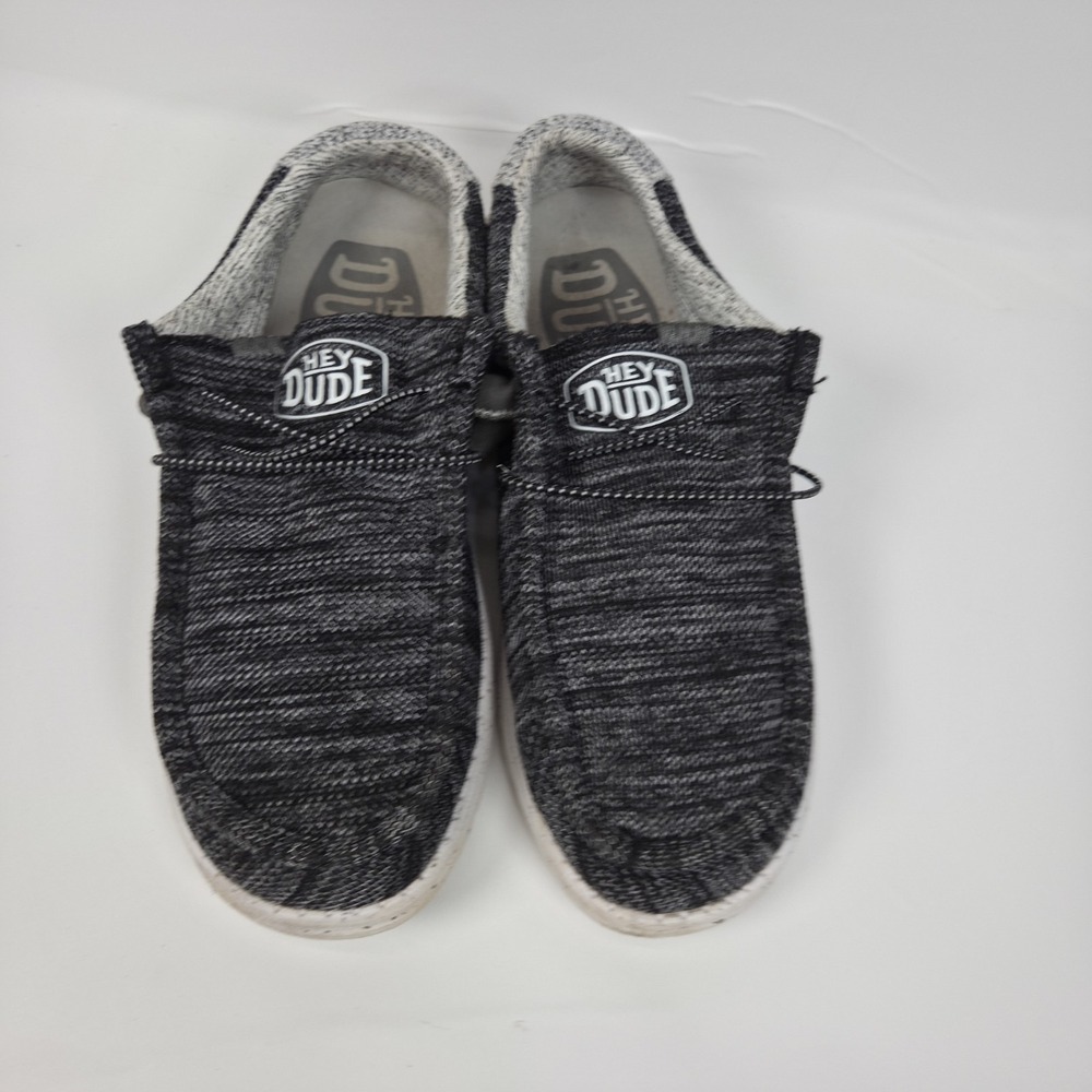 Hey Dude Wally Stretch Shoes Men Size 9 Sneakers Black Gray Slip On Low - Picture 5 of 12